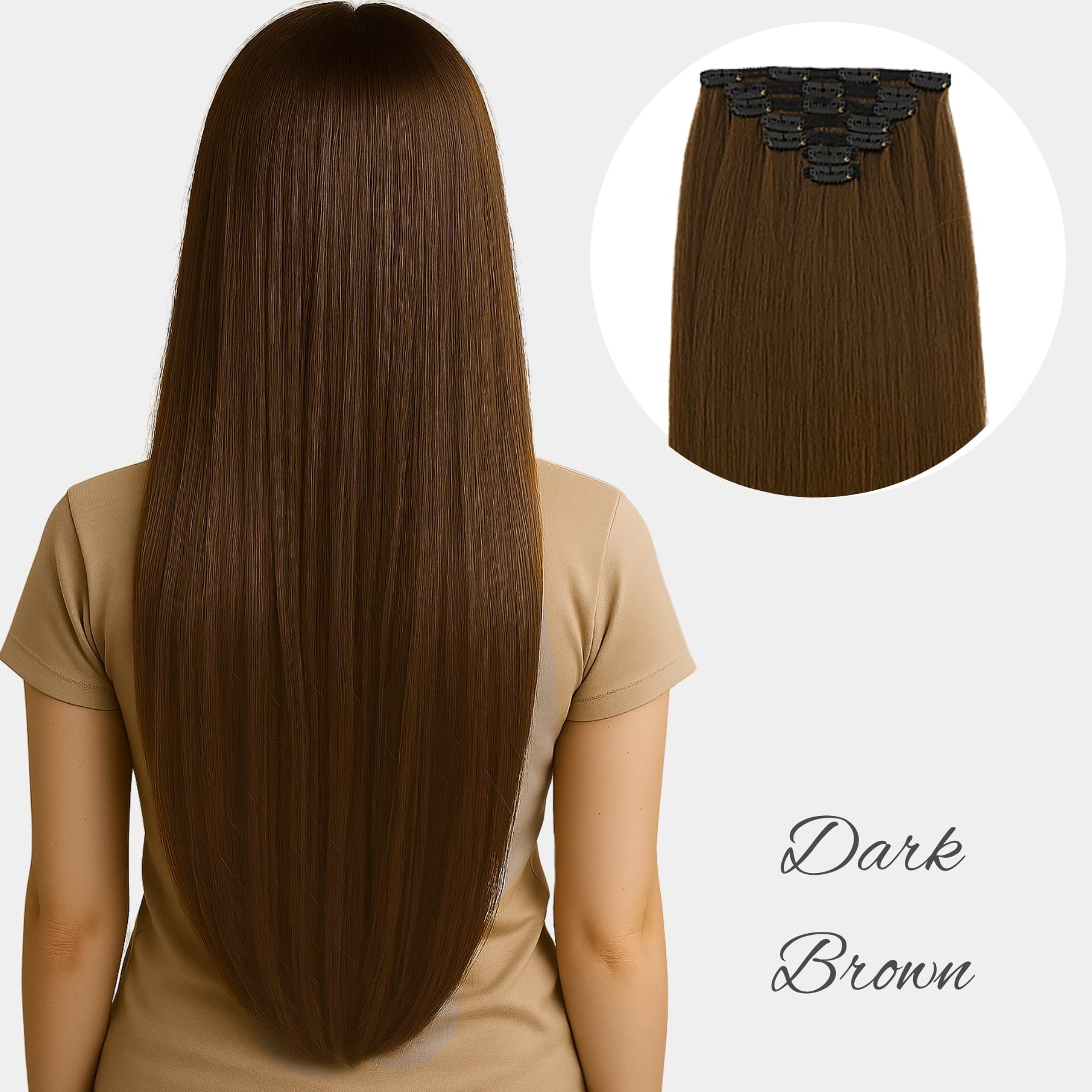 Clip In 7 Banen, Dark Brown
