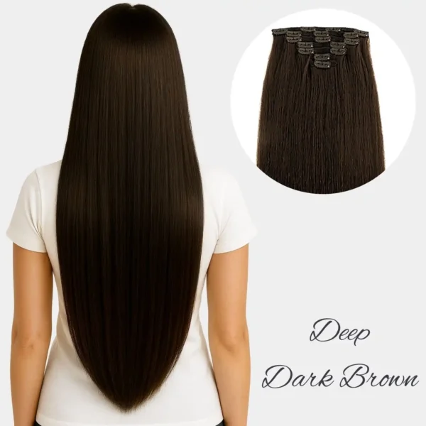 Clip In 7 Banen, Deep Dark Brown