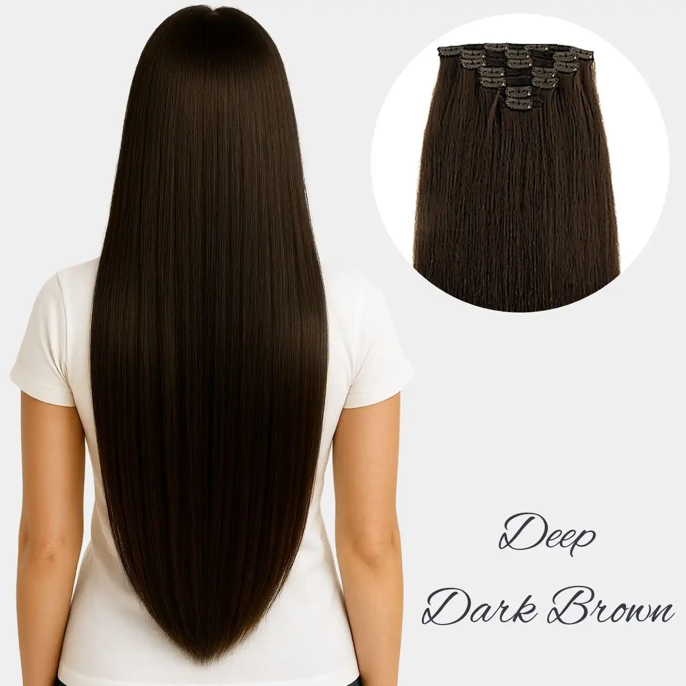 Clip In 7 Banen, Deep Dark Brown