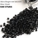 Zwarte Microringen met Siliconen (500 Stuks)