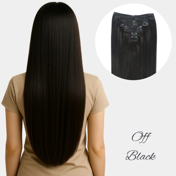 Clip In 7 Banen, Off Black / Darkest Brown