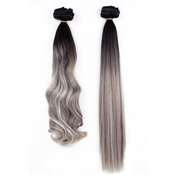 Silver-Ombre-clip-in-extensions-wavy