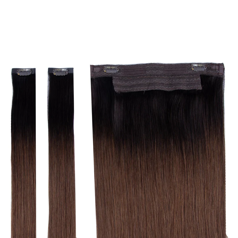 Espresso Melt Balayage (#BAL 2/4/6) Halo Hair Extensions - Afbeelding 2