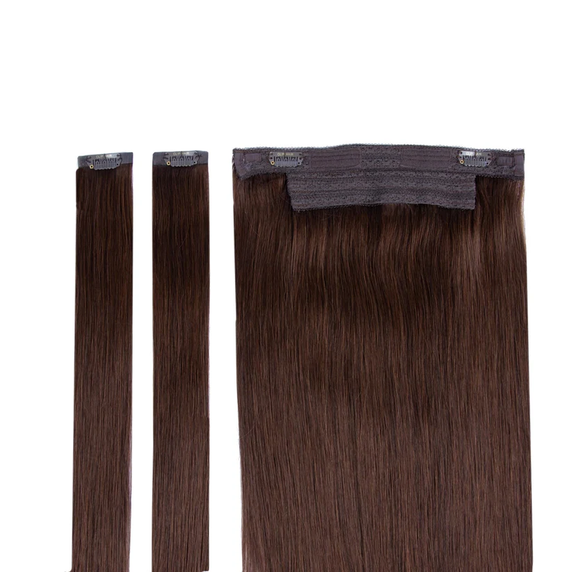 Medium Brown (#4) Halo Hair Extensions - Afbeelding 2